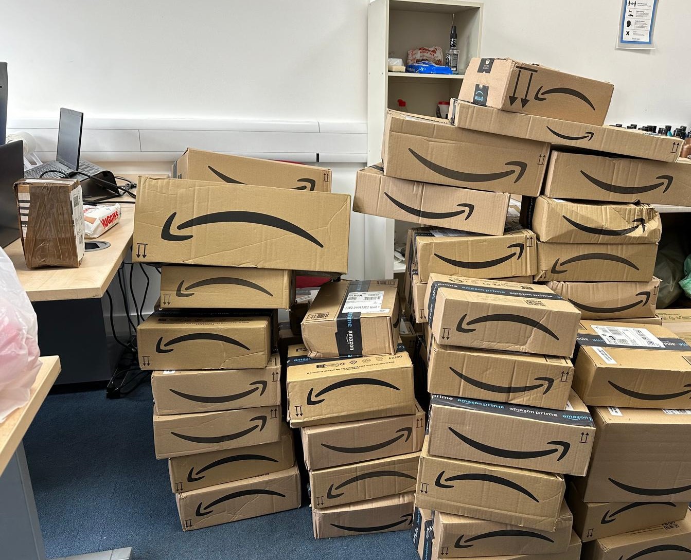 Amazon shipping boxes being processed by the TERA Fulfilment team