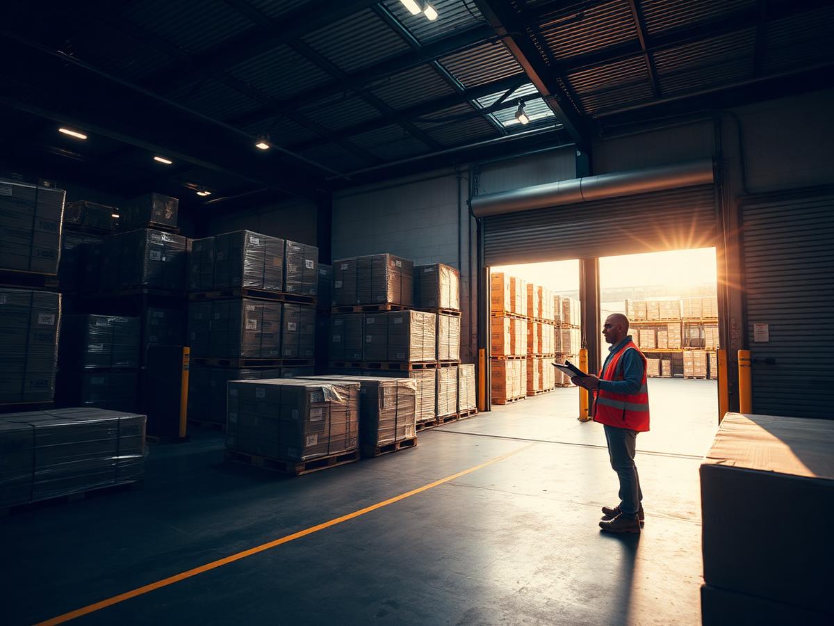 Paletten bei der Annahme an der Wareneingangsrampe des Londoner TERA-Fulfilment-Lagers
